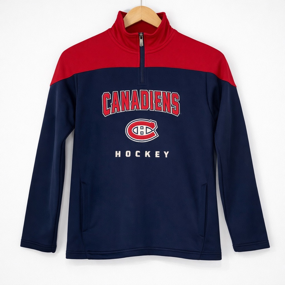 🏒 Montreal Canadiens Quarter Zip Pullover | NHL Hockey - Youth M